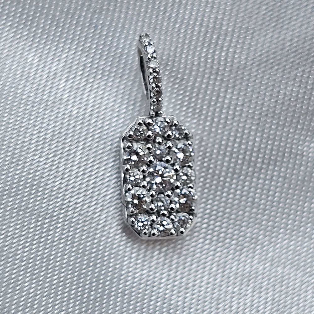 Diamond Heart Tag Pendant 18k White Gold
